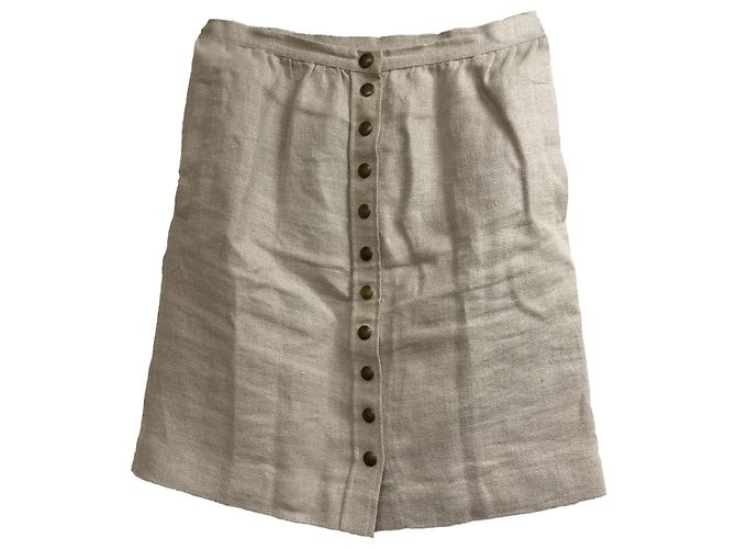 Apc A.P.C. Button-Down Mini A-Linienrock aus beigem Leinen