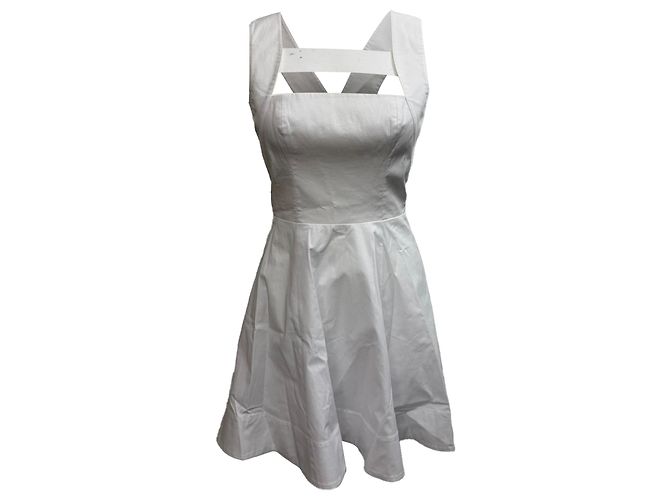 Vestido Mini Teresa Staud em Algodão Branco Cru