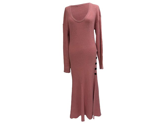 Self portrait Rosa Strick-Midi-Kleid mit Rundhalsausschnitt von Self-Portrait Pink