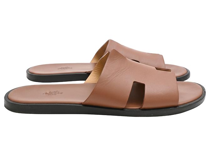 Sandali Izmir in pelle di vitello marrone Hermès Rosso