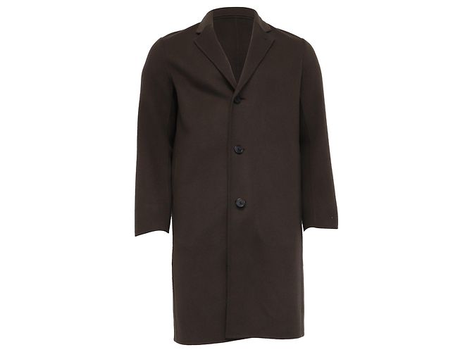 Theory Single-Breasted Coat in Brown Wool Red