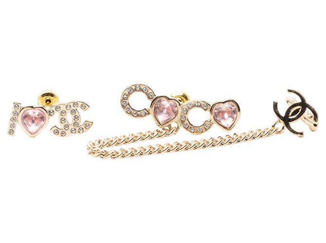 Pendientes en forma de corazón Coco Mark I LOVE COCO de Chanel Rosa Dorado
