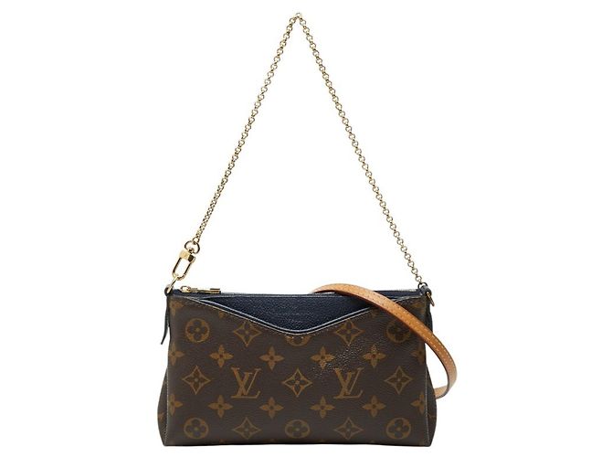 Borsa a spalla Pallas Monogram di Louis Vuitton Marrone Blu navy