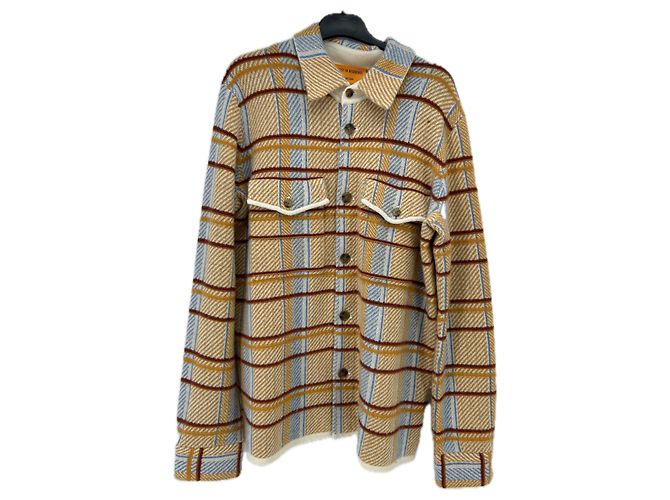 Autre Marque Camicia gialla e blu in cashmere Giallo