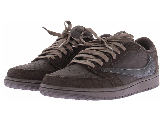 Nike Sneaker "Air Jordan 1 Low" marrone in pelle e camoscio