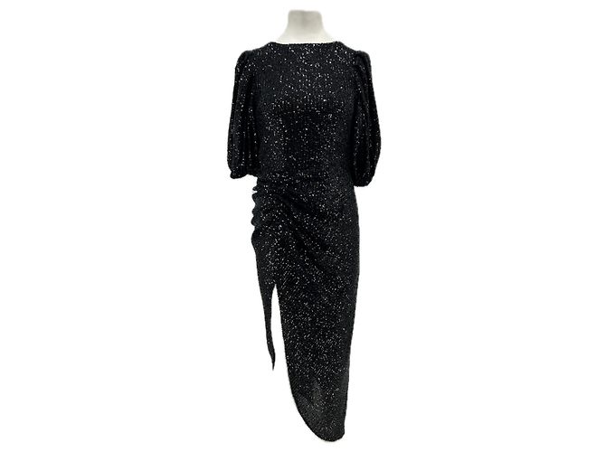 Autre Marque Langes Kleid mit schwarzen Pailletten