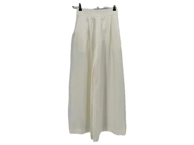 Yvonne Leon Calça de seda branca acetinada Branco
