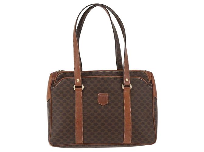 Céline Celine Vintage Macadam Canvas and Leather Marron