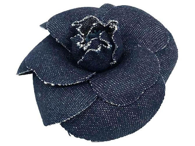 Broche Camélia da Chanel Azul Azul marinho