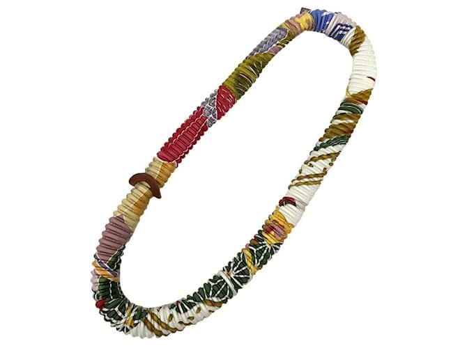 Collier en soie plissée Petit H d'Hermès Blanc Multicolore 