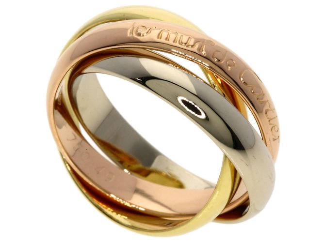 Anel de ouro 18K Cartier Trinity Rosa Branco Amarelo