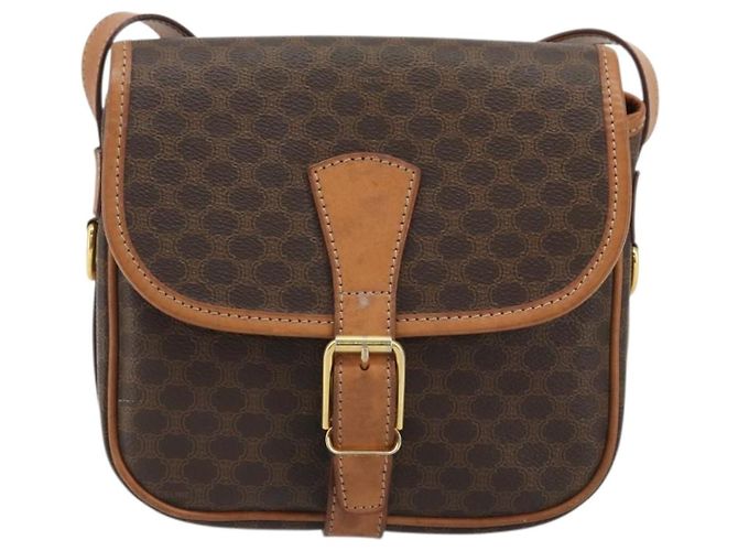 Céline Celine Vintage Macadam Canvas and Leather Marron