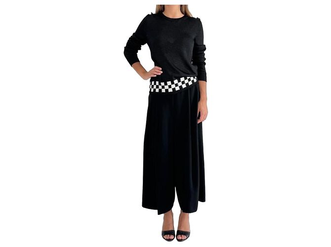Comme Des Garcons Schwarzer Pullover mit Schwarz-Weißem Karomuster