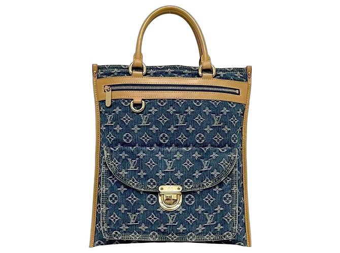 Bolsa tote de denim Monogram Louis Vuitton Azul