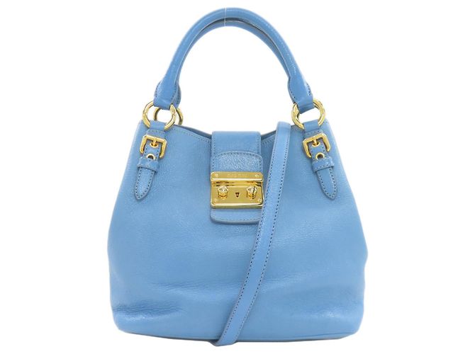 Bolsa de couro 2 em 1 Miu Miu Azul claro