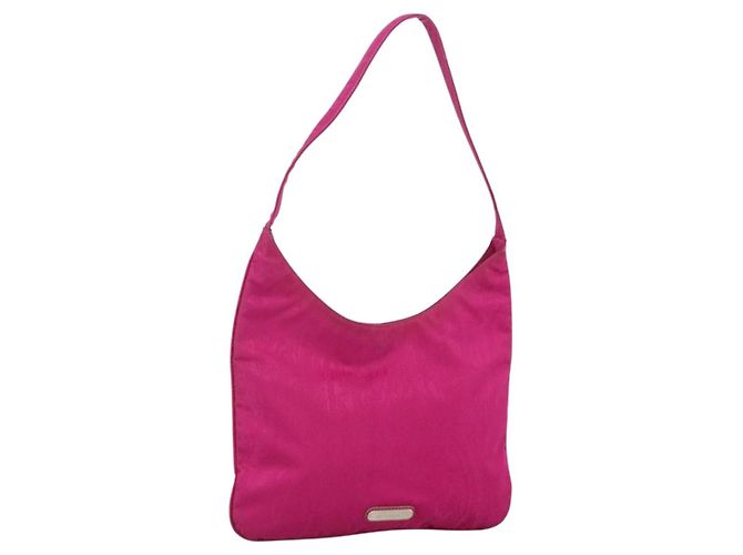 Borsa a Spalla ETRO in Nylon Rosa Argento Auth 174701A