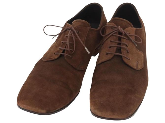 Zapatos de vestir PRADA de ante 9 Marrón Auth 174631A Castaño