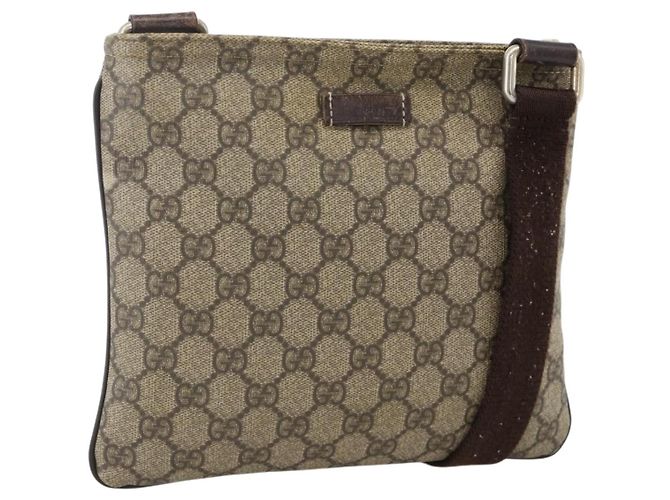Gucci Sac à bandoulière GG Supreme en PVC beige et or 201538 Auth ka3667 Golden