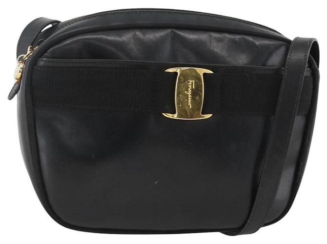 Borsa a Spalla Vala in Pelle Nera e Oro Salvatore Ferragamo Auth BA11993 Nero D'oro