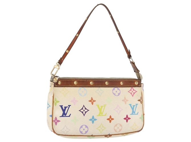 LOUIS VUITTON Pochette Pouch Monogram Multicolore Bianca M92649 LV Auth 166270 Bianco
