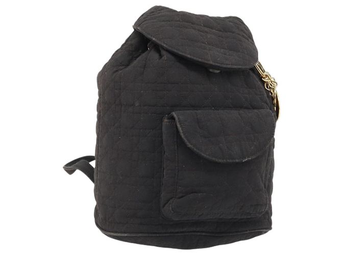 Christian Dior Zaino Lady Dior in nylon marrone e oro Auth BSZ057 D'oro