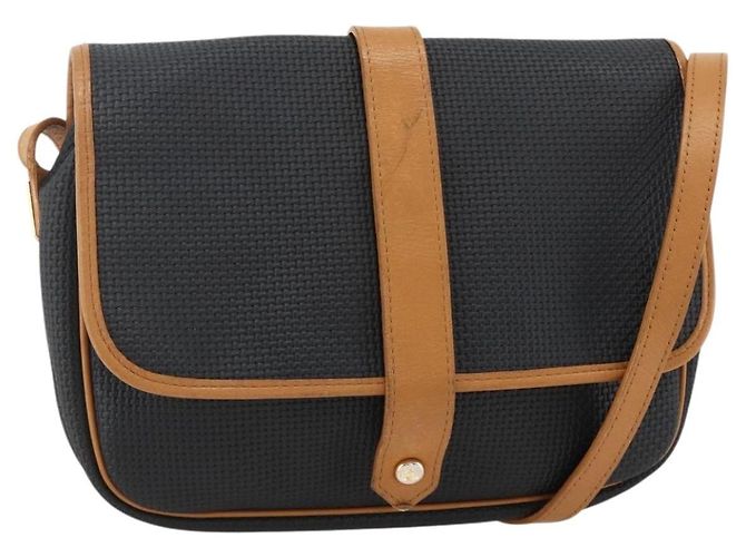 SAINT LAURENT Borsa a Spalla PVC Tela Nera Oro Auth 174423 Nero D'oro
