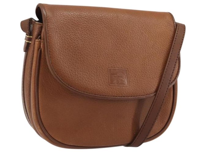 Borsa a Spalla Burberrys in Pelle Marrone Oro Auth hk3693 D'oro