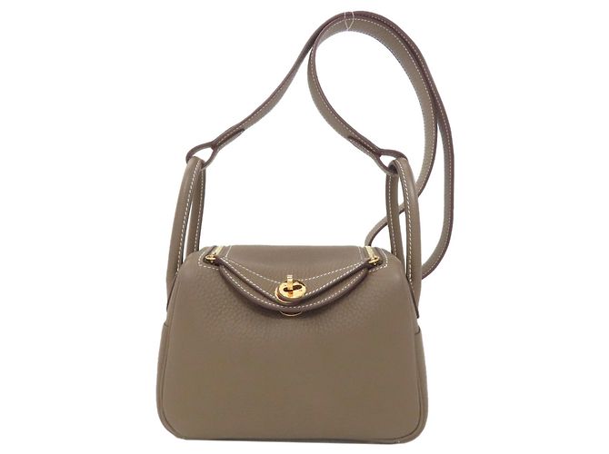 Bolsa de mão mini Lindy 20 da Hermès Taupe