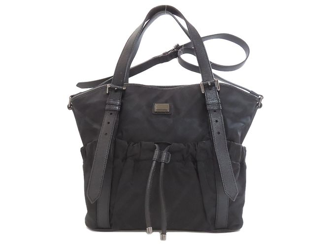 Burberry Check Pattern 2-Way Tote Bag Black