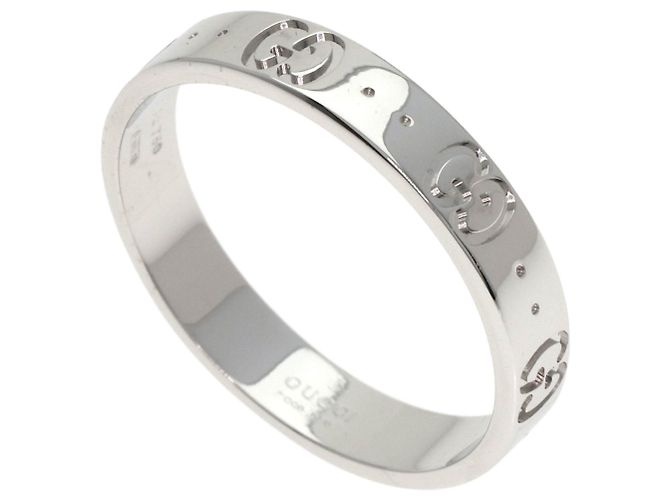 Anillo de banda de oro blanco de 18K Gucci Icon para mujer