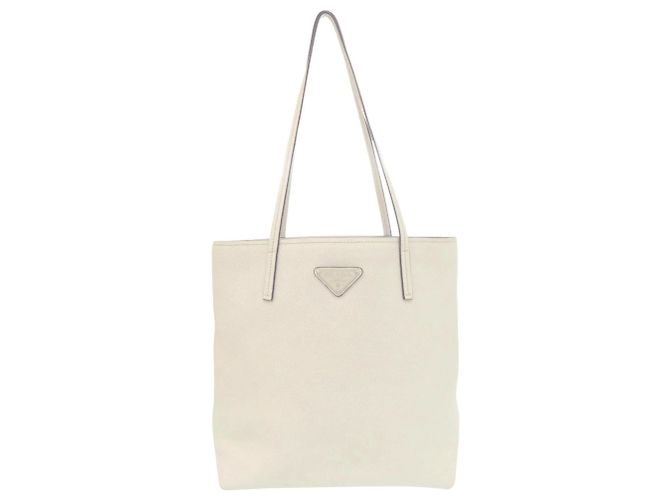 Bolsa tote com placa de logo triangular Prada Branco 