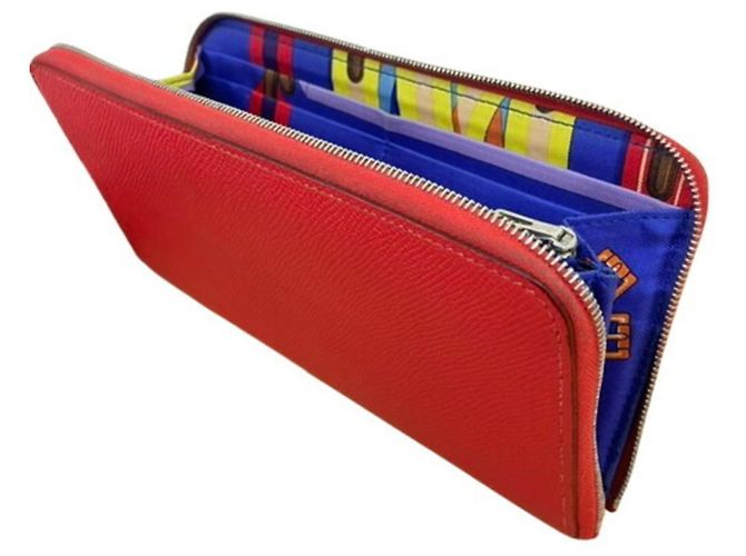 Cartera larga de seda Azap de Hermès en rojo Roja