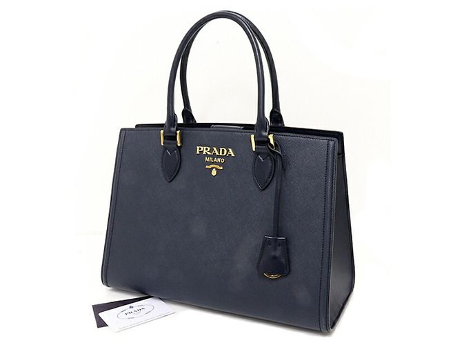 Prada Saffiano Leather Handbag Navy blue