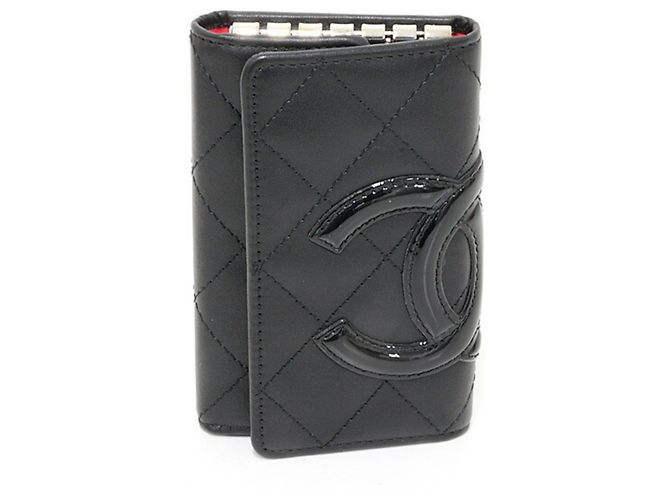 Chanel Cambon Key Case Black Pink