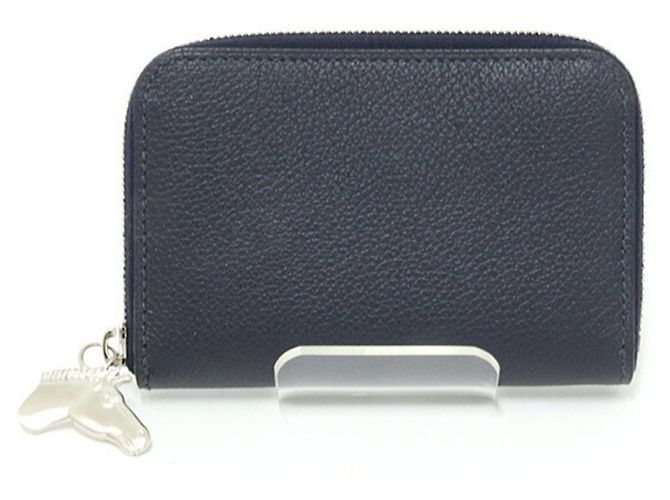 Tarjetero Hermès Zip Ango Cheval en Azul Nuit