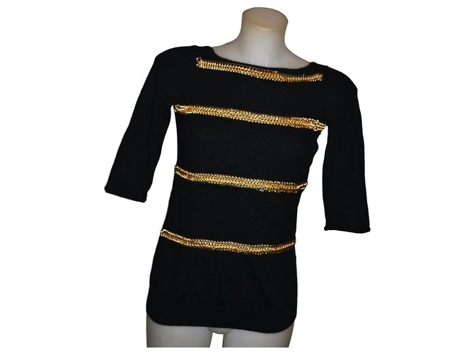 Versace Wollpullover schwarz und gold Golden 