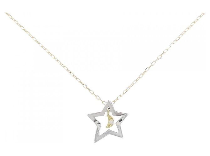 Autre Marque K14WG K18 Diamant-Halskette Silber