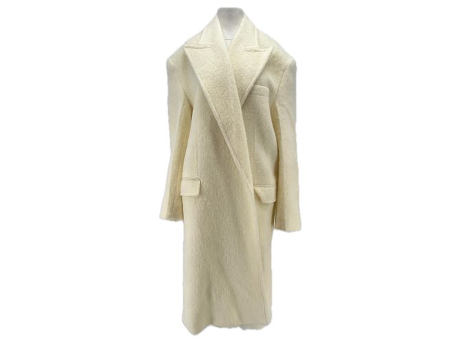 Autre Marque Blazer largo ecru de lana Beige