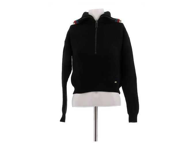 Sonia Rykiel Schwarzer Wollpullover mit Reißverschluss 