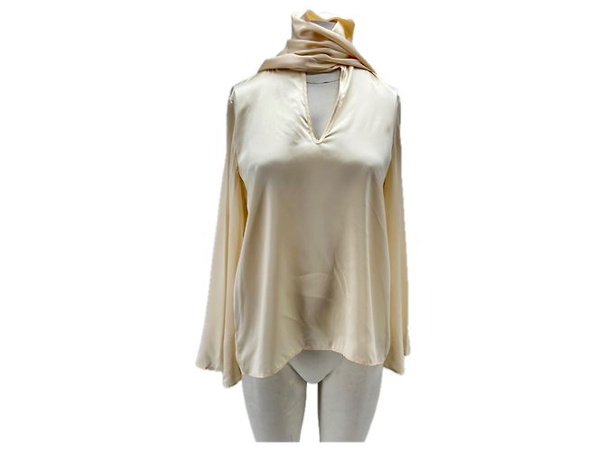 Autre Marque Blusa de seda creme LOVLI Bege