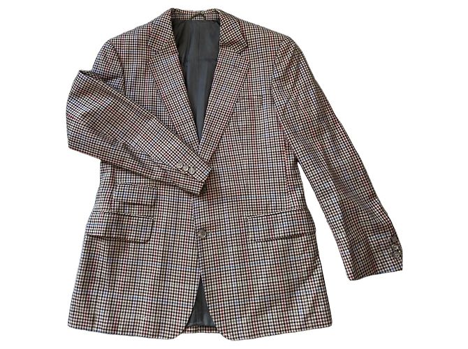 Autre Marque Burberrys Vintage Check Wool Blazer Brown Red Blue Green