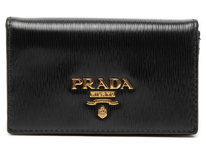 Vitello Porte-monnaie en cuir noir Prada