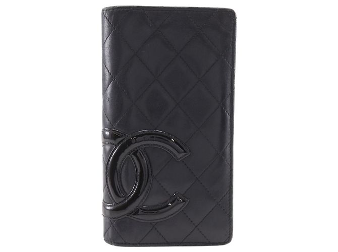 Cartera larga bi-fold de la línea Cambon de Chanel Negro
