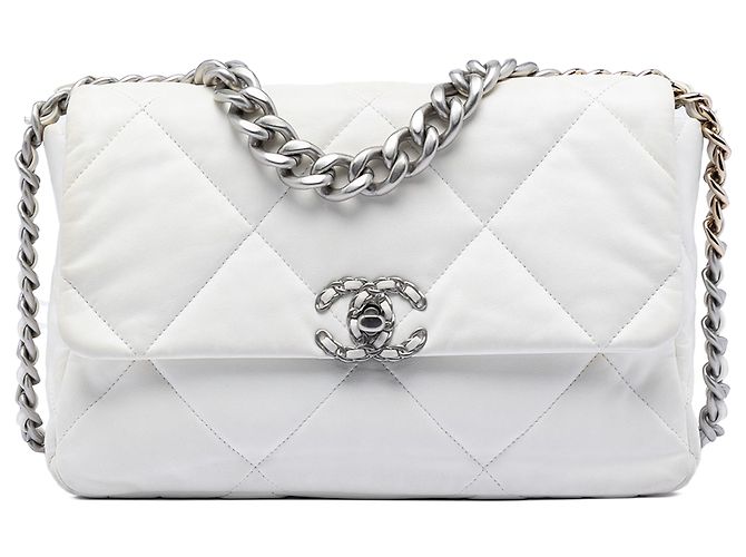 Chanel Weiß Große Lammleder 19 Klappe