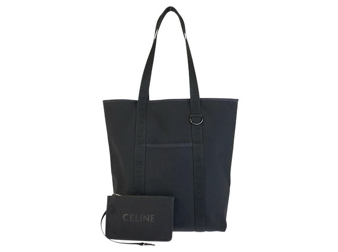 Céline Celine Canvas Vertical Cabas Tote Bag Black