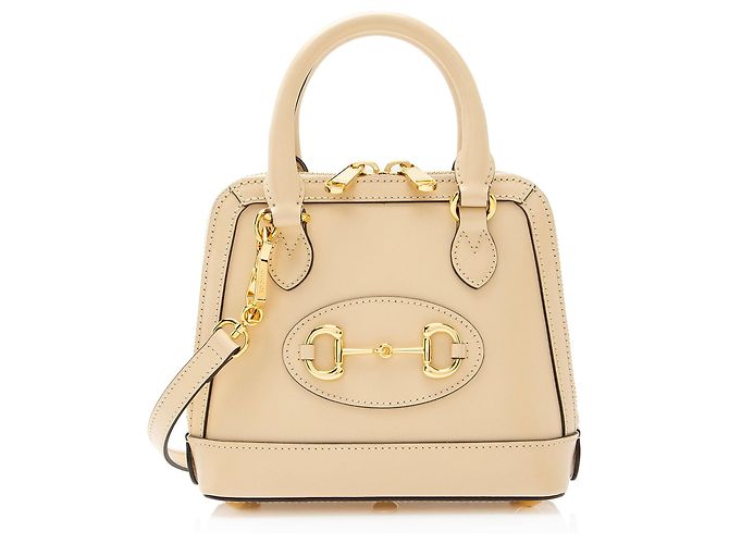 Mini bolsa de couro Horsebit 1955 da Gucci Marrom Bege