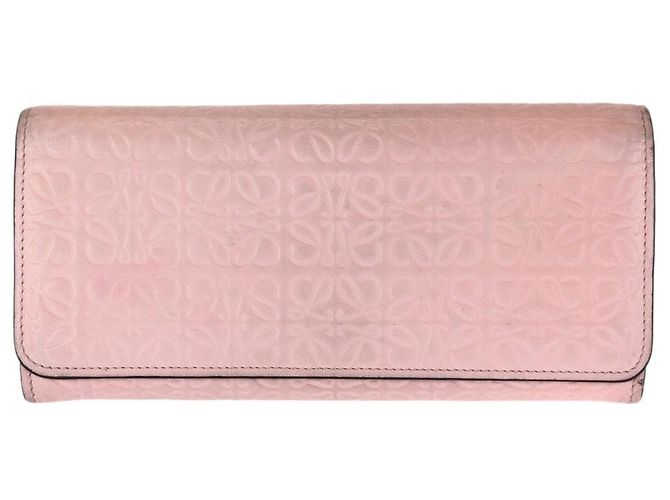 Carteira longa de couro Anagram Loewe Rosa