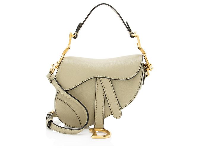 Sac Micro Saddle en Peau de Chèvre Dior Vert