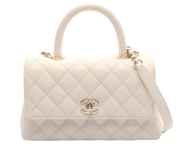 Bolsa de couro Chanel Coco Handle Flap Branco