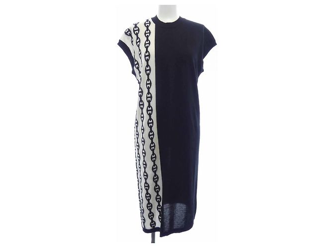 Abito in seta e cashmere Hermès Nero Bianco